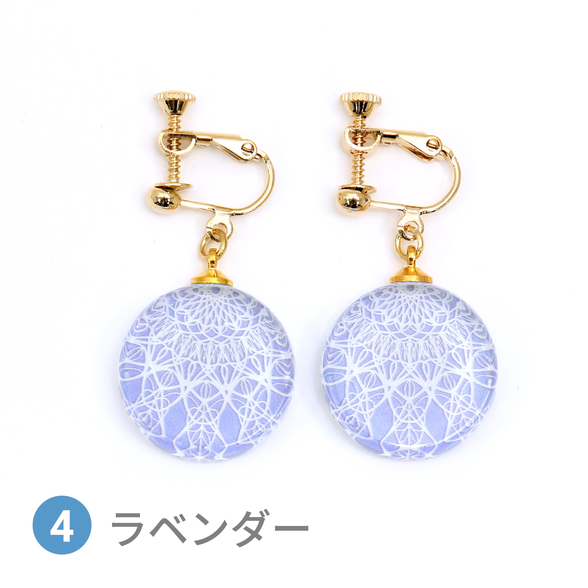 Glass accessories Earring LACE lavender round shape