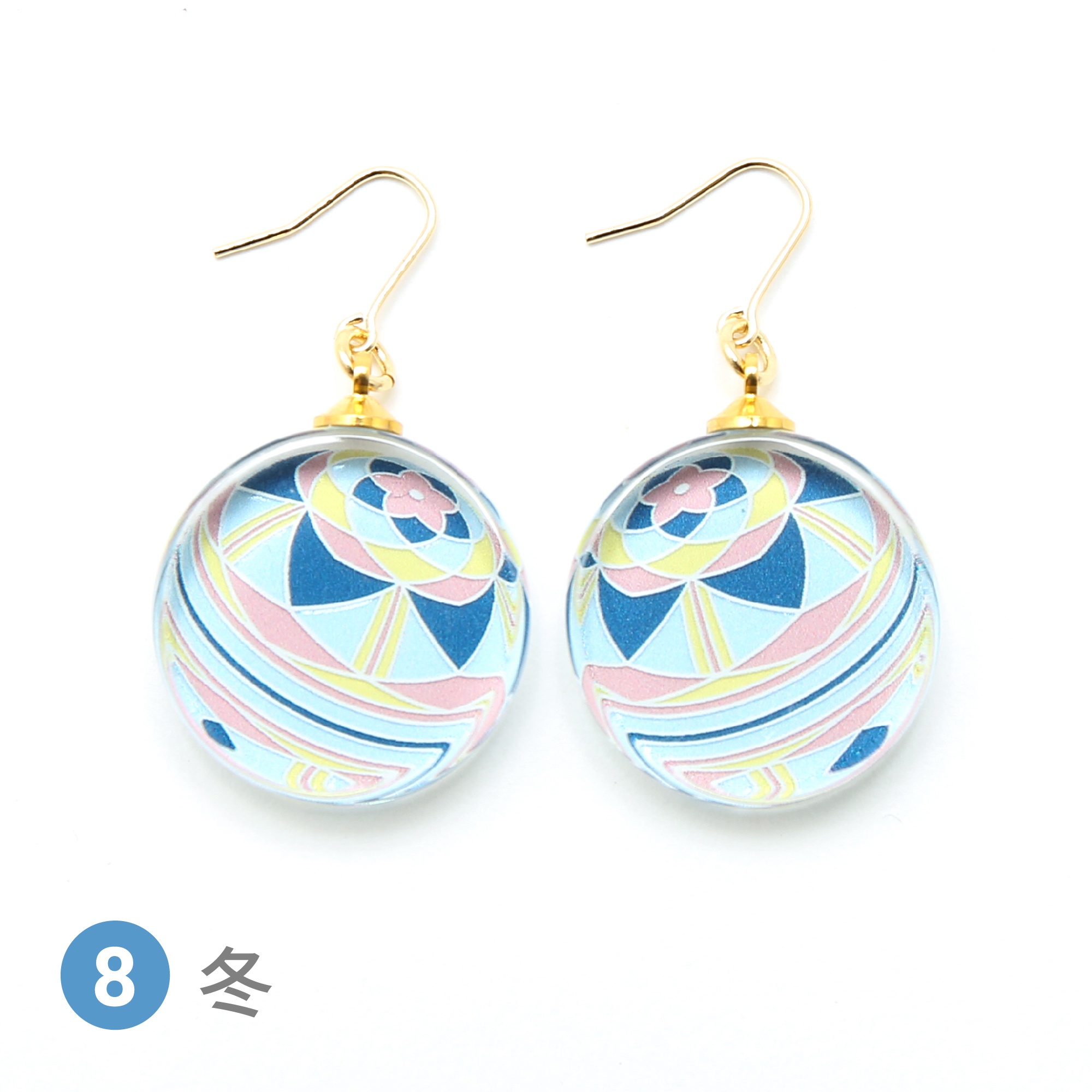 Glass accessories Pierced Earring TEMARI-aw- Winter round shape