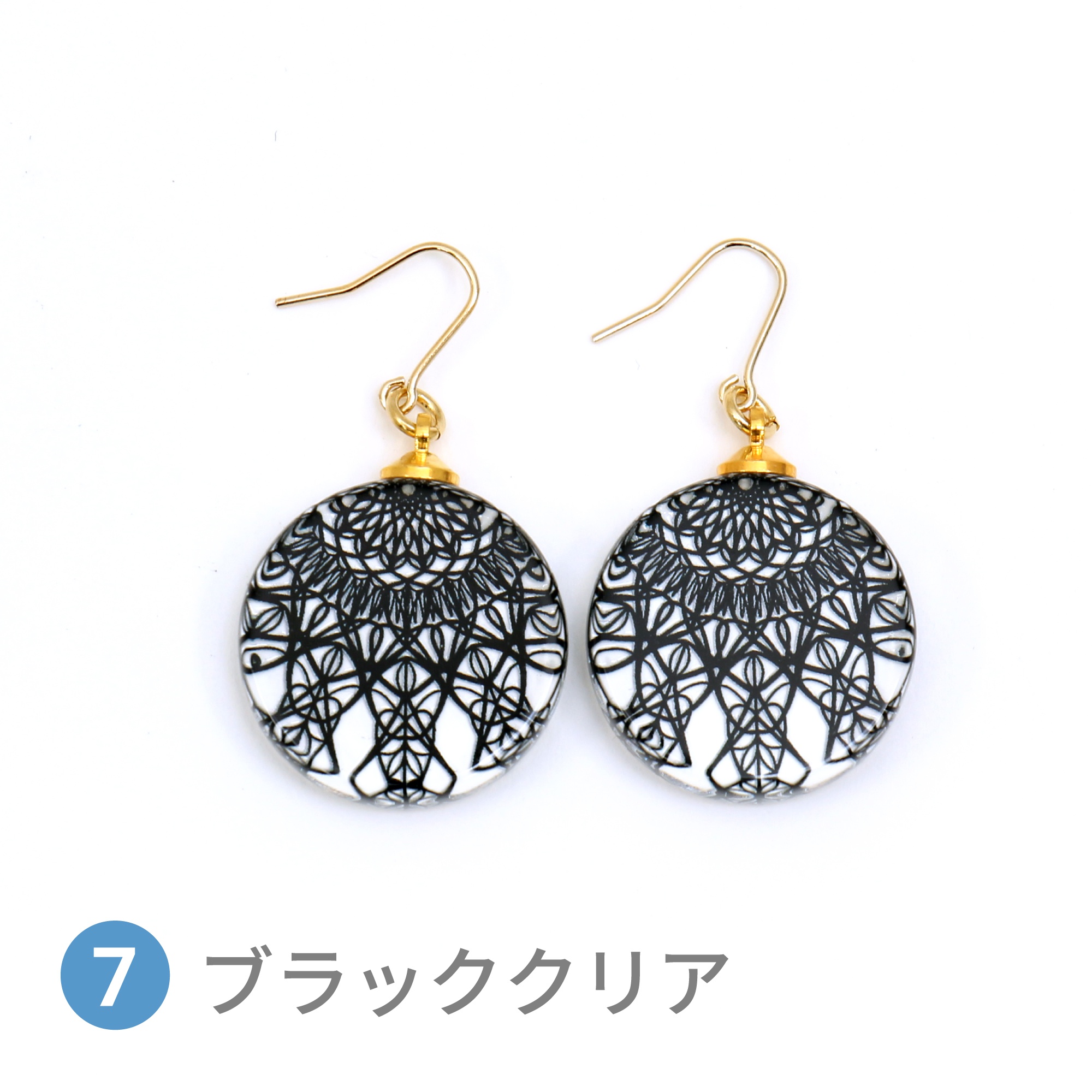 Glass accessories Pierced Earring LACE black clear round shape