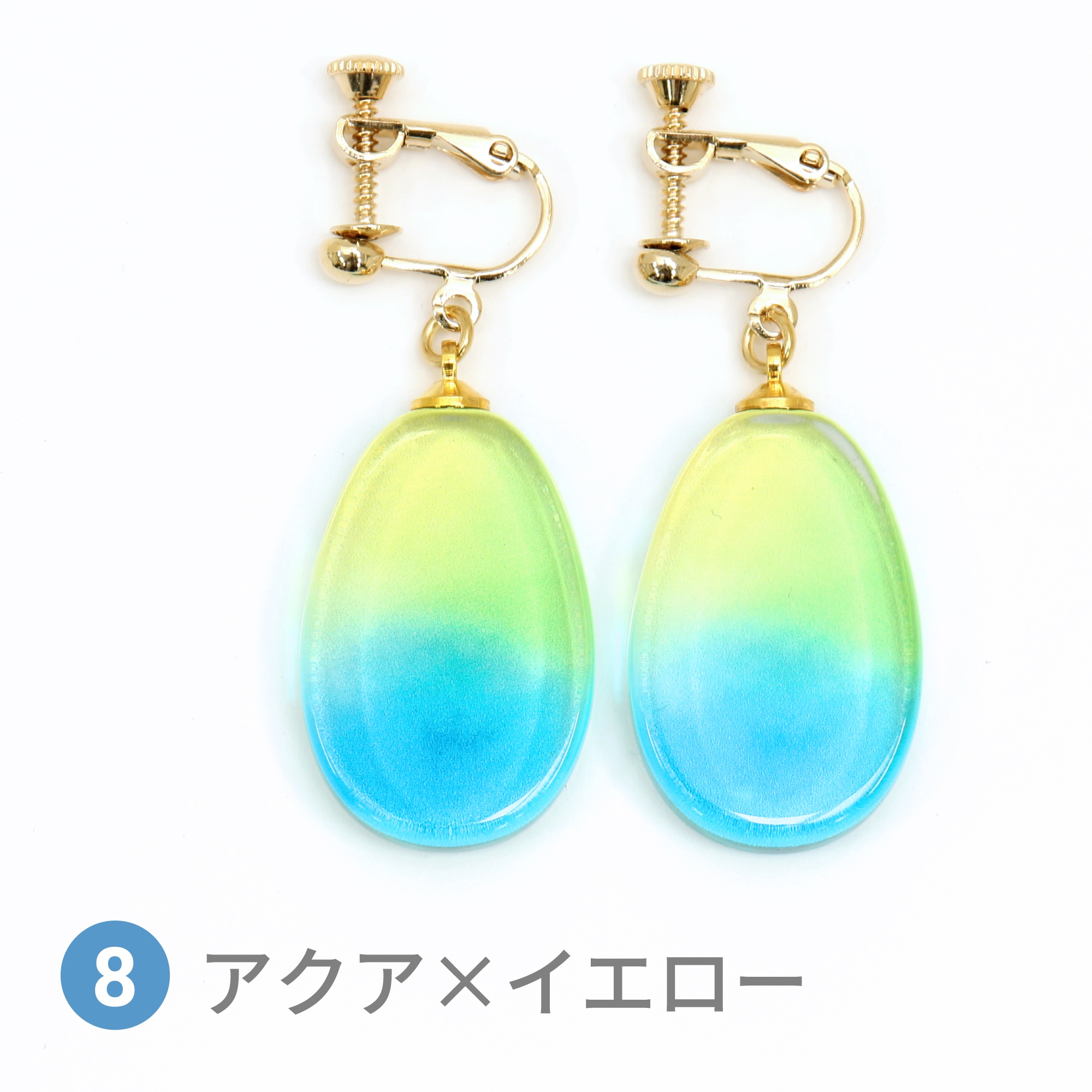 Glass accessories Earring AURORA aqua&yellow drop shape