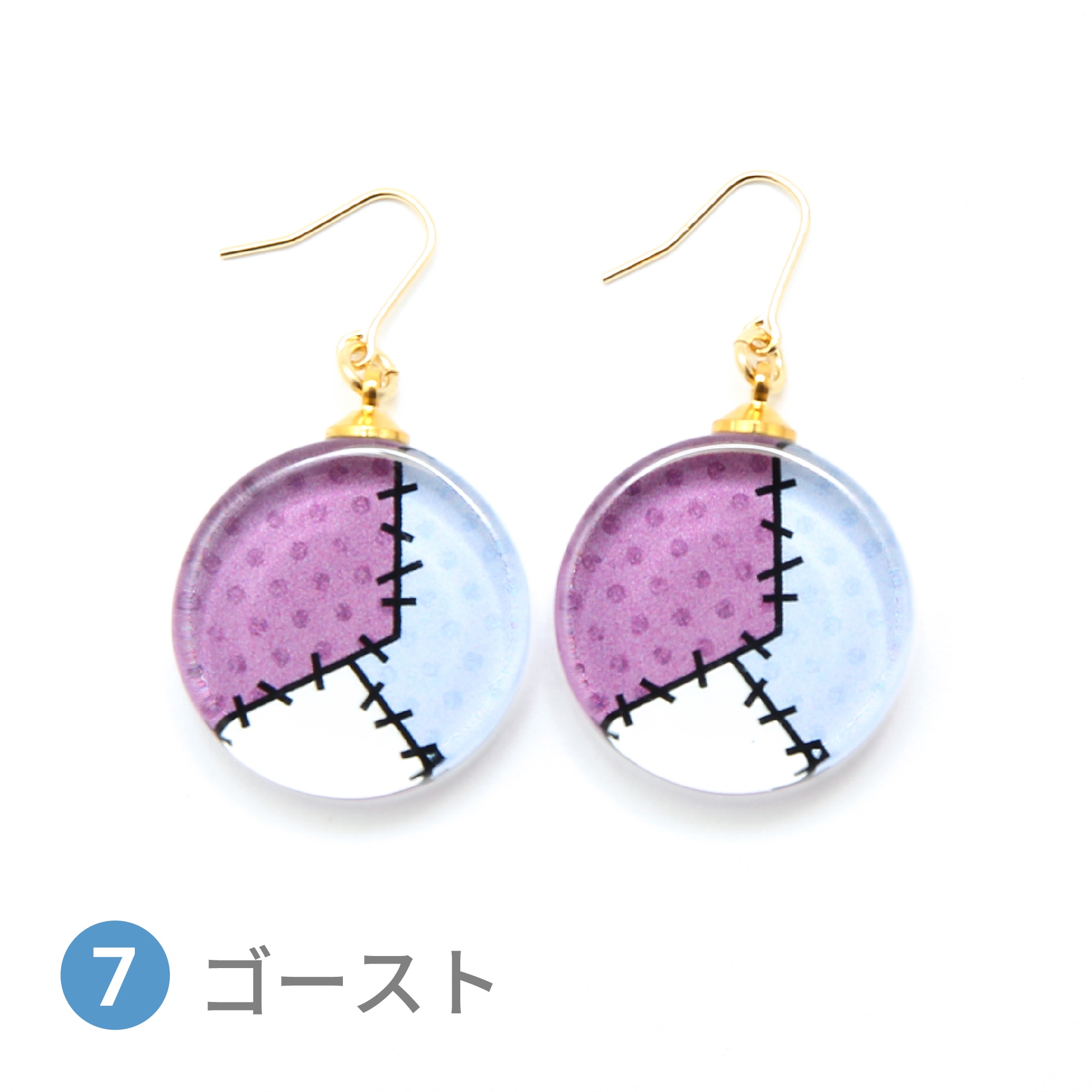 Glass accessories Pierced Earring PATCHWORK gohst round shape
