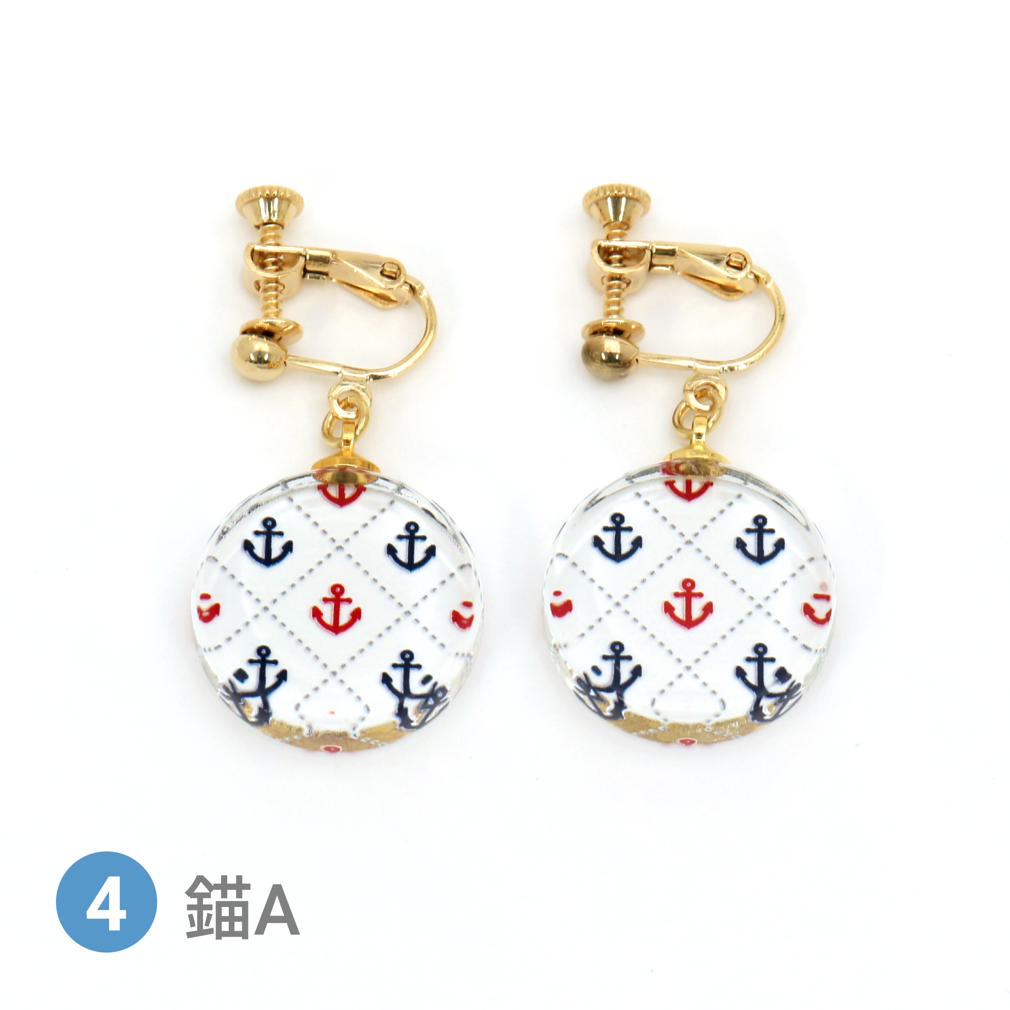 Glass accessories Earring MARINE anchor A round shape