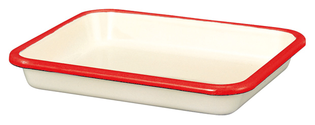ENAMELED TRAY S NEW RED