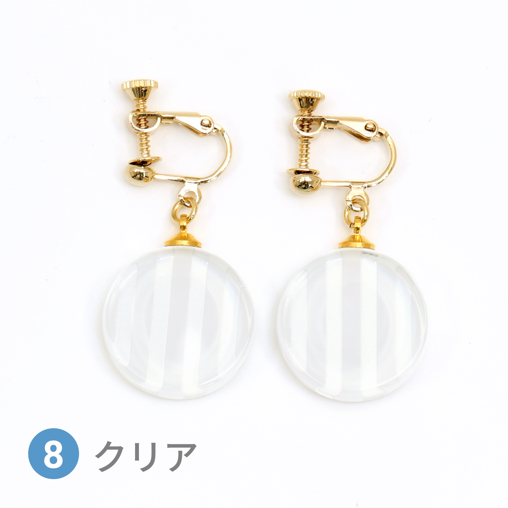 Glass accessories Earring STRIPE clear round shape