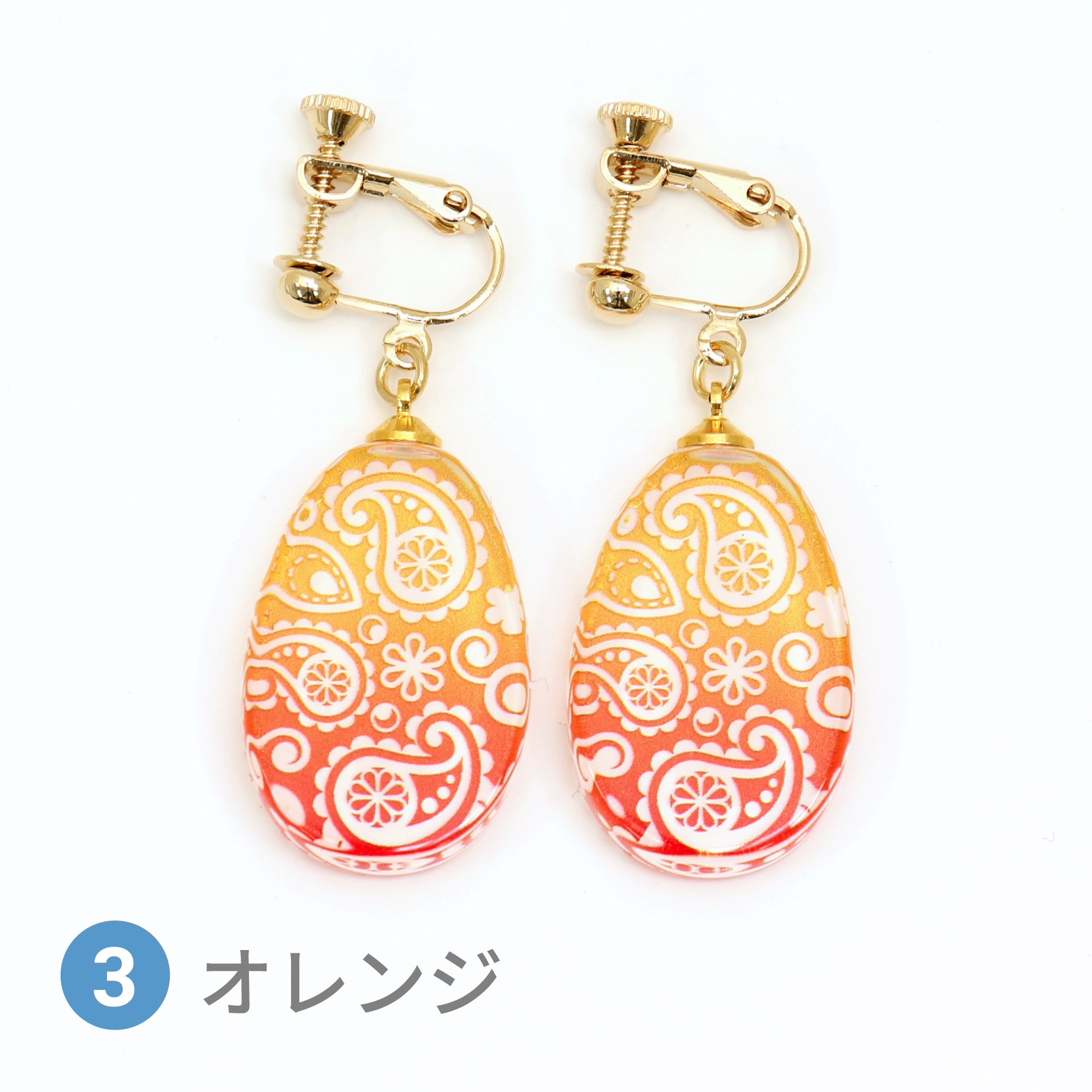 Glass accessories Earring PAISLEY orange drop shape