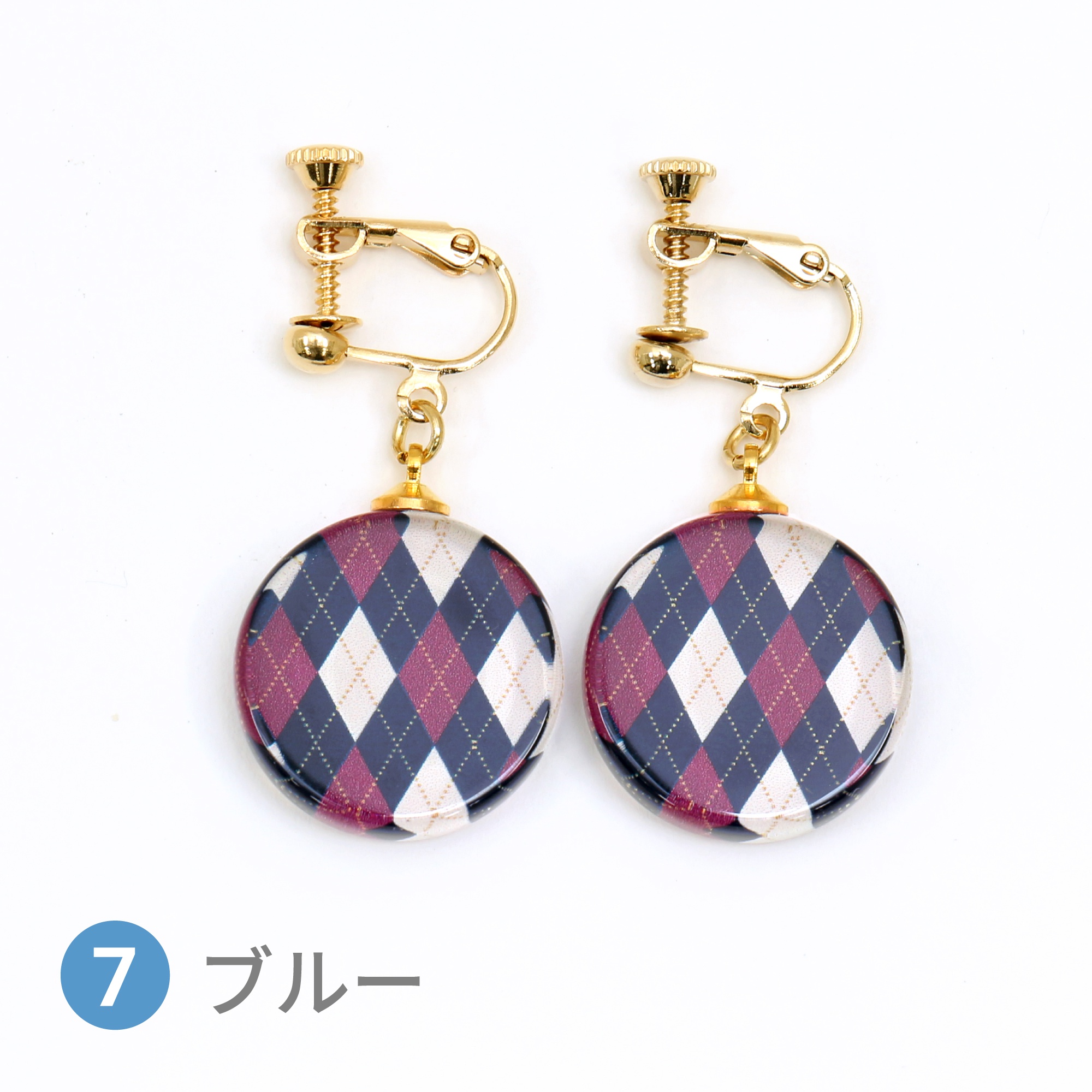 Glass accessories Earring ARGYLE blue round shape