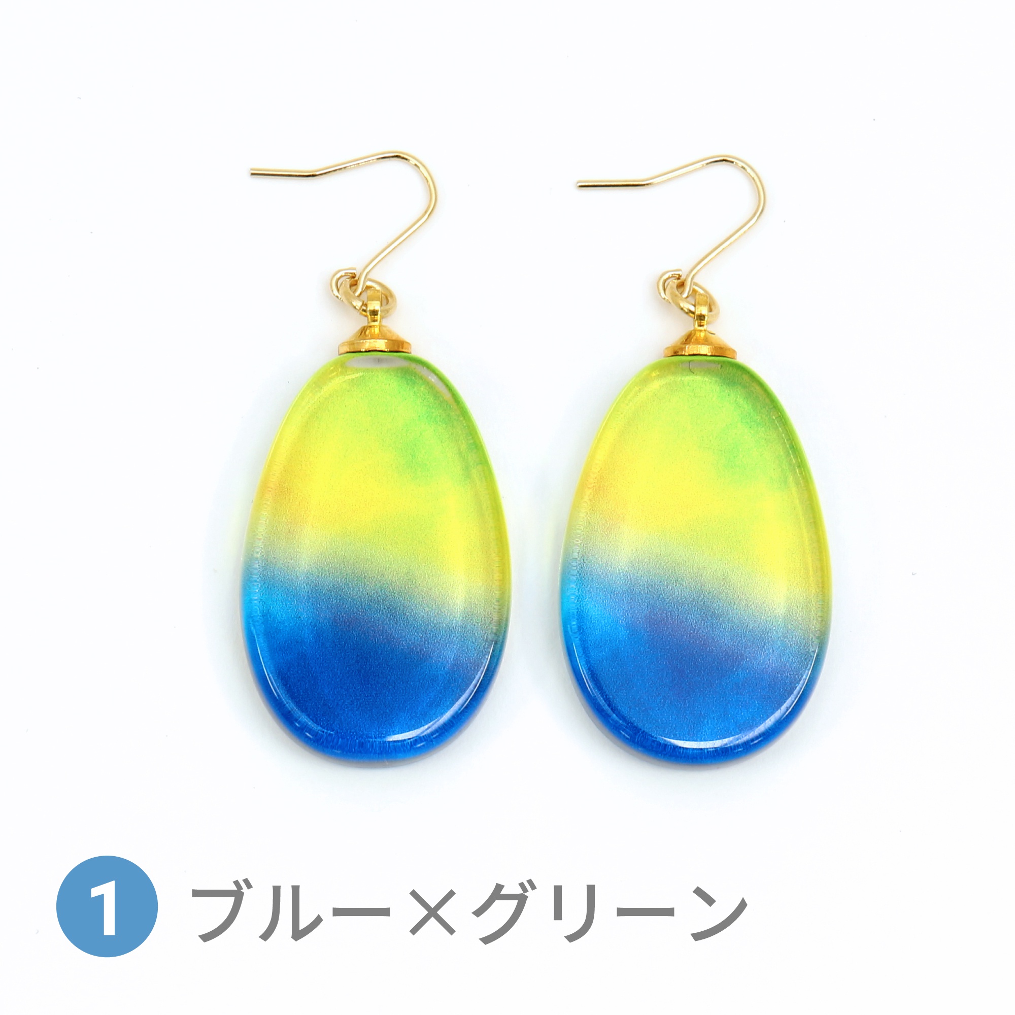 Glass accessories Pierced Earring AURORA blue & green drop shape