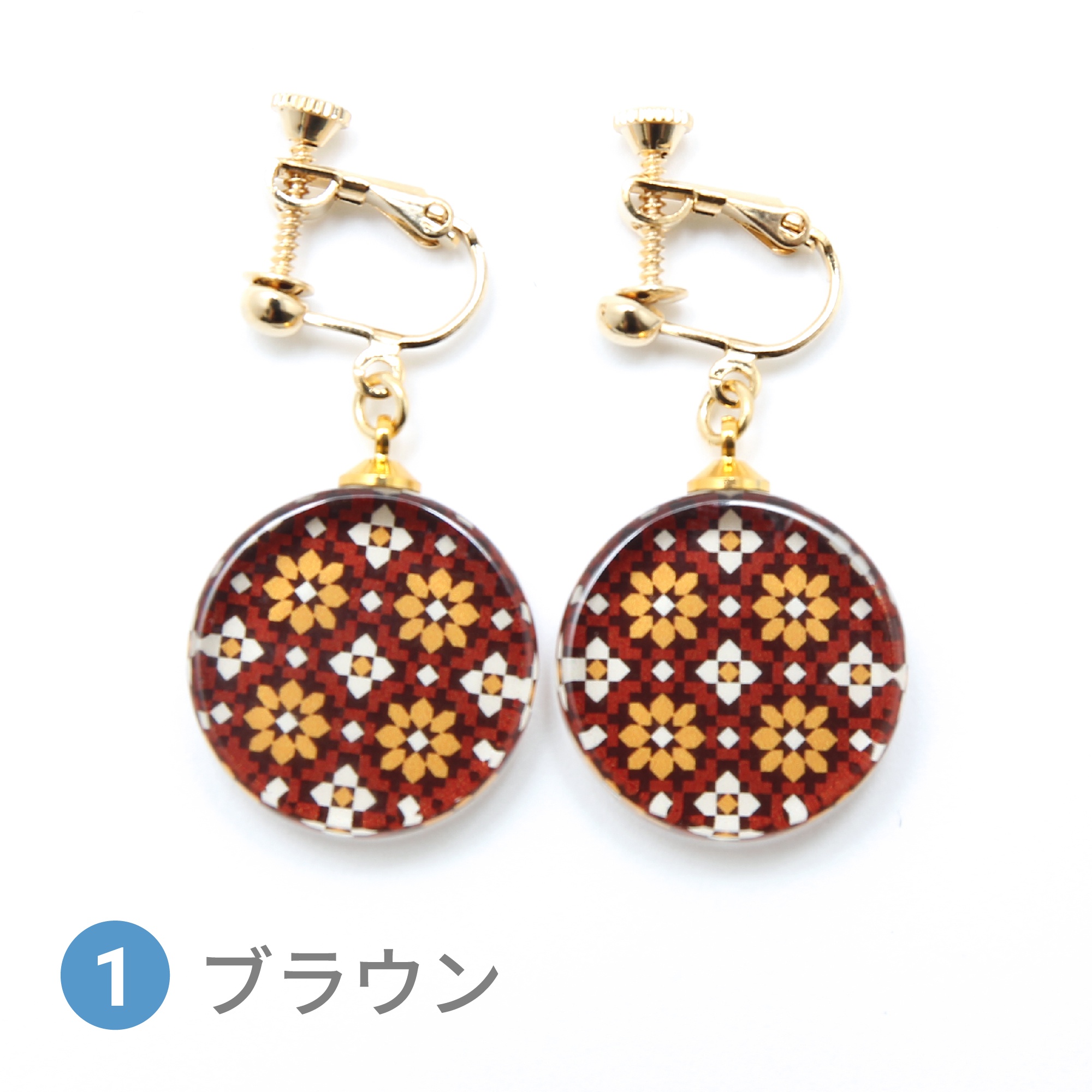 Glass accessories Earring ARABESQUE brown round shape