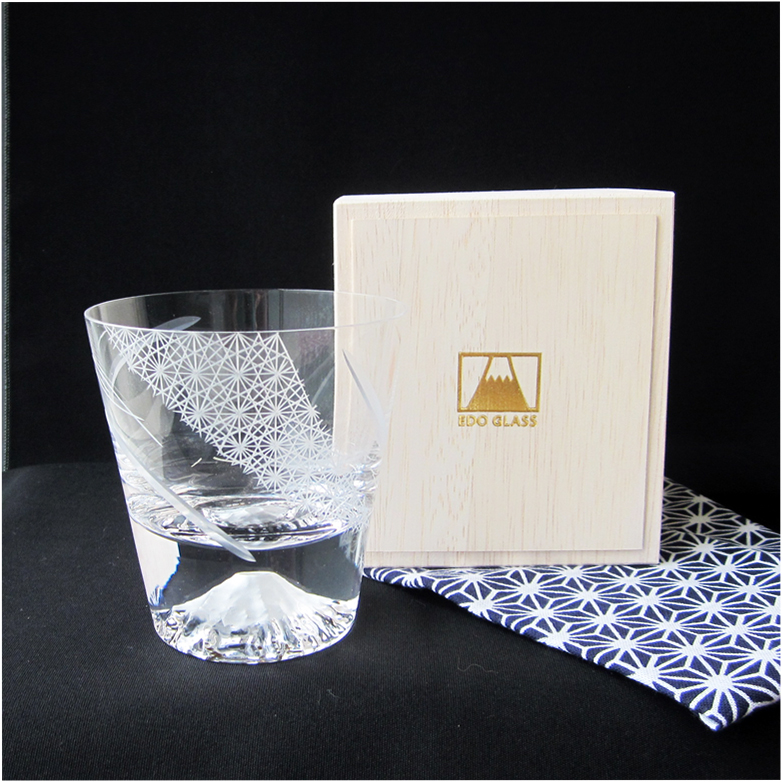 Edo faceted glass, Mt. Fuji, premium glass