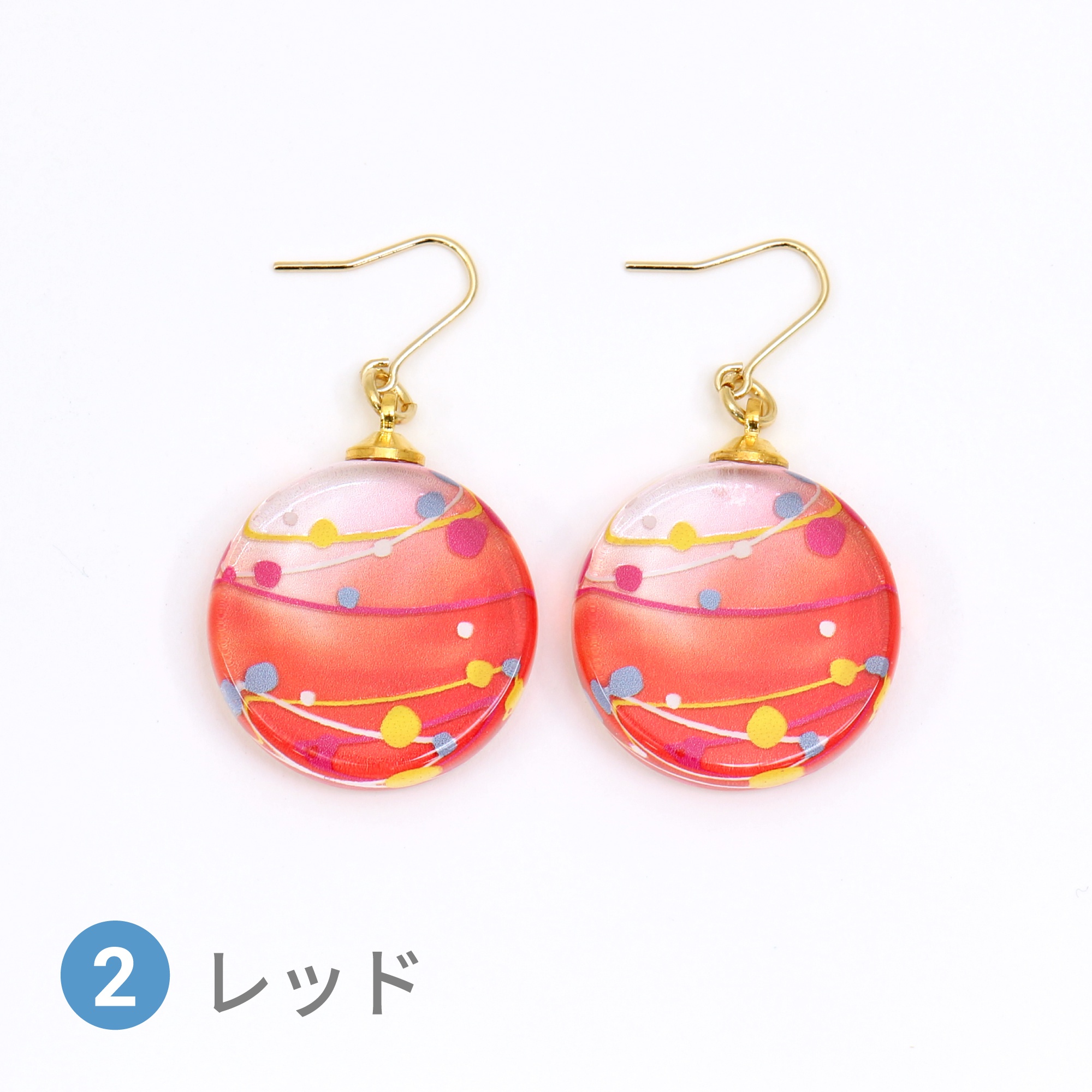Glass accessories Pierced Earring WATER BALLOON red round shape
