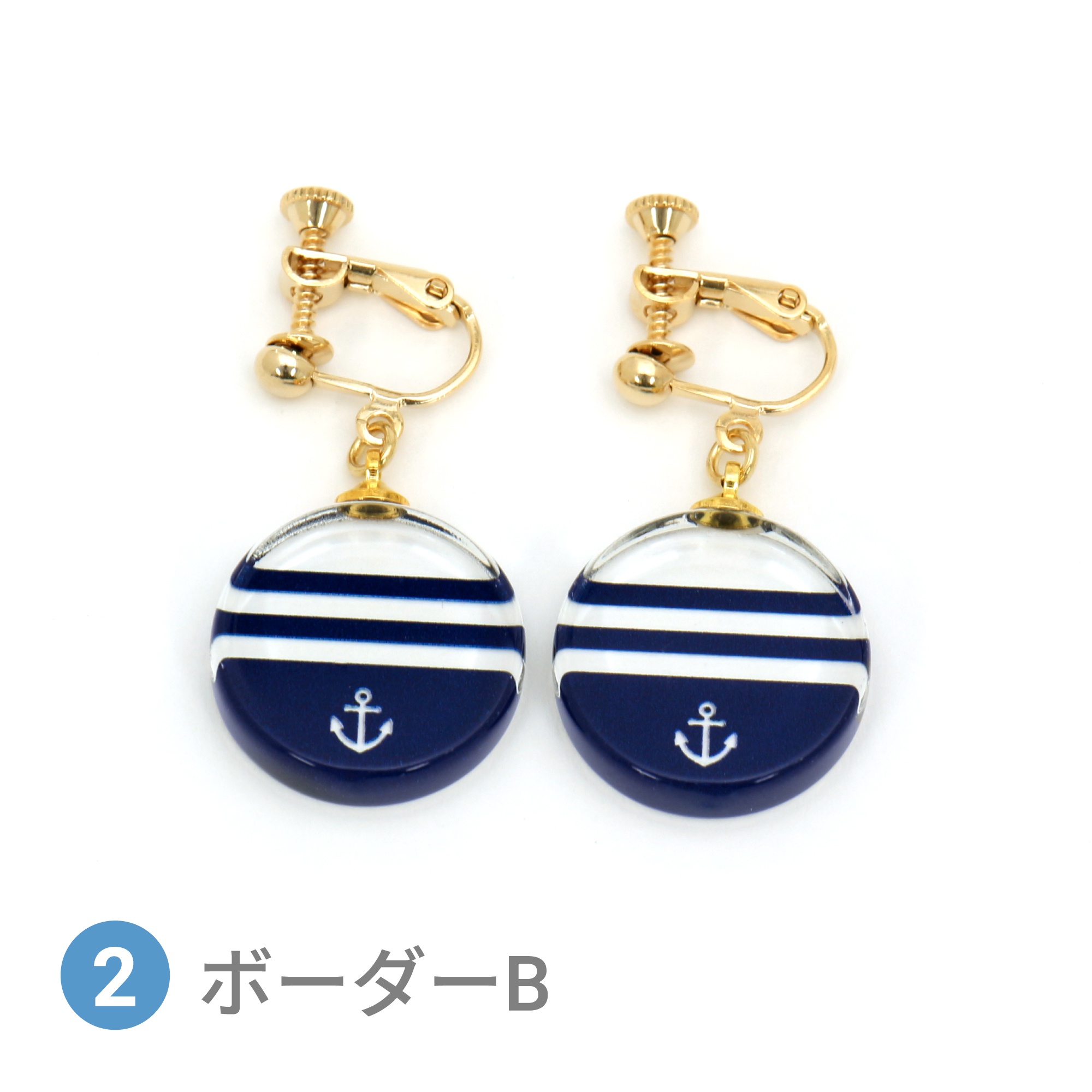 Glass accessories Earring MARINE border B round shape