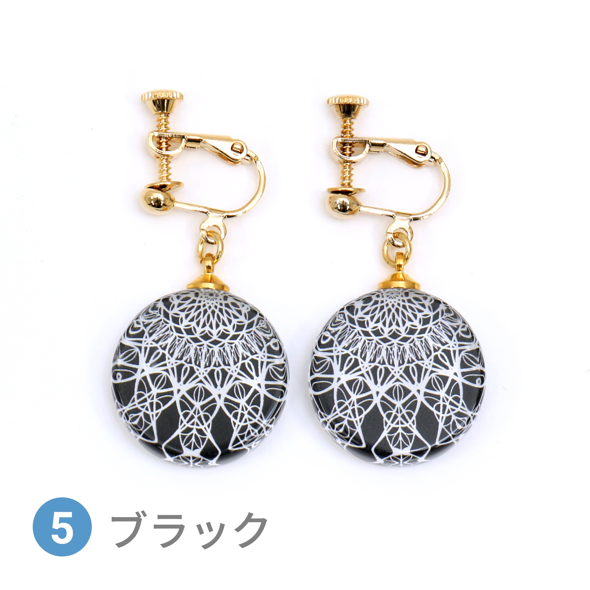 Glass accessories Earring LACE black round shape