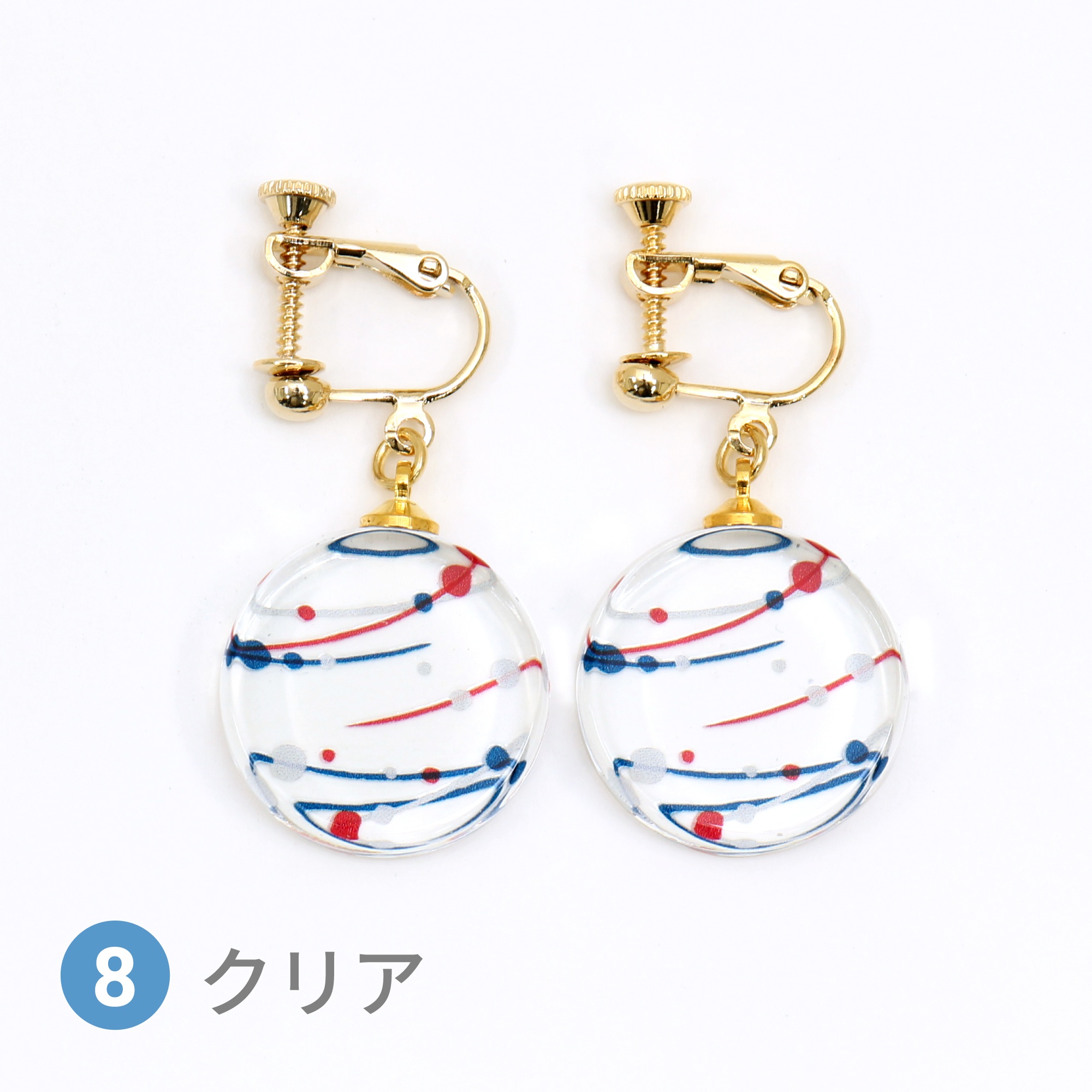 Glass accessories Earring WATER BALLOON clear round shape