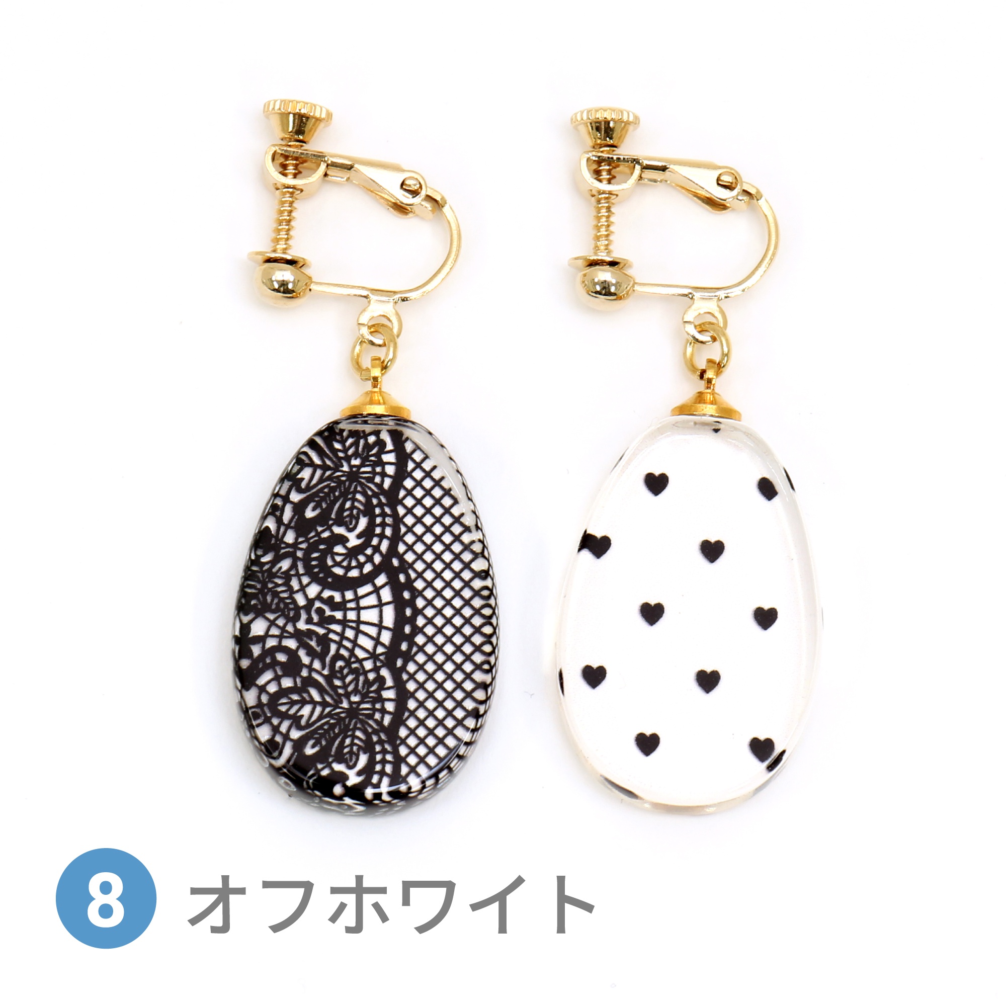 Glass accessories Earring LACE&HEART off-white drop shape