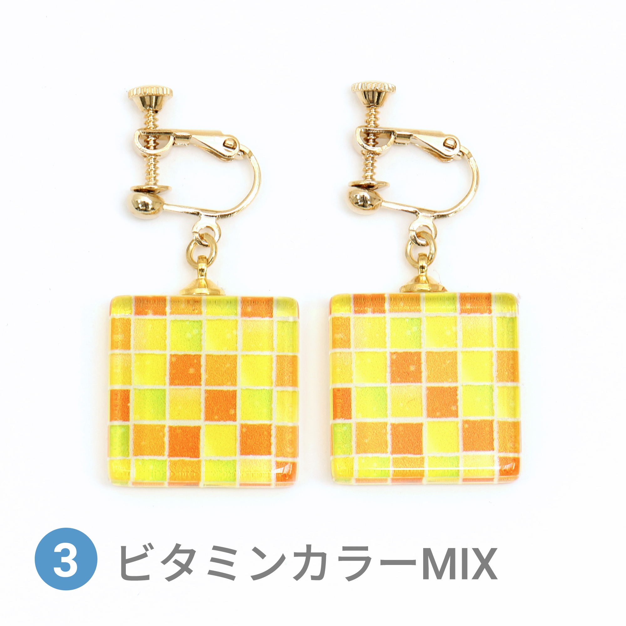 Glass accessories Earring TILE vitamin color mix square shape