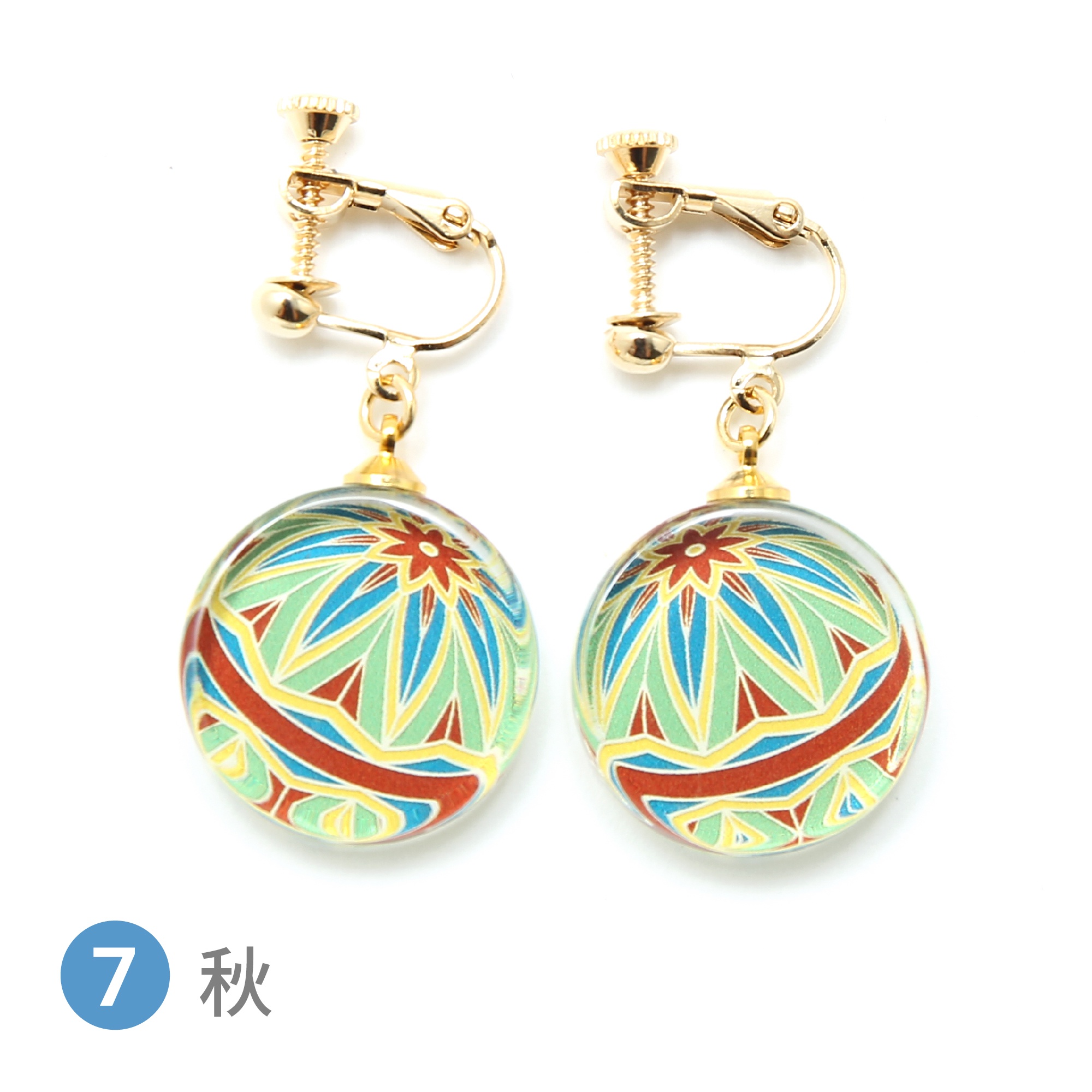 Glass accessories Earring TEMARI-aw- Autum round shape