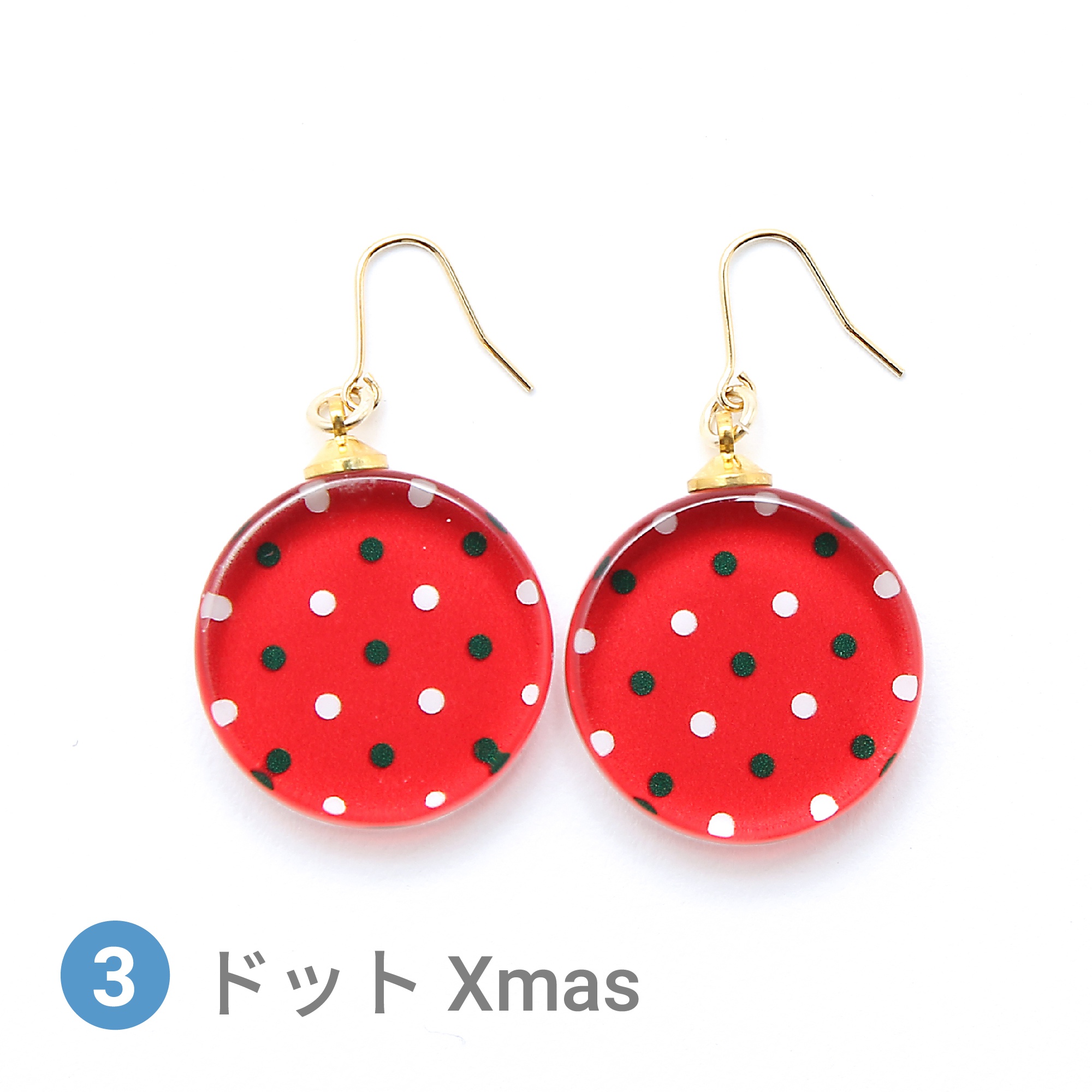 Glass accessories Pierced Earring Xmas color dot round shape