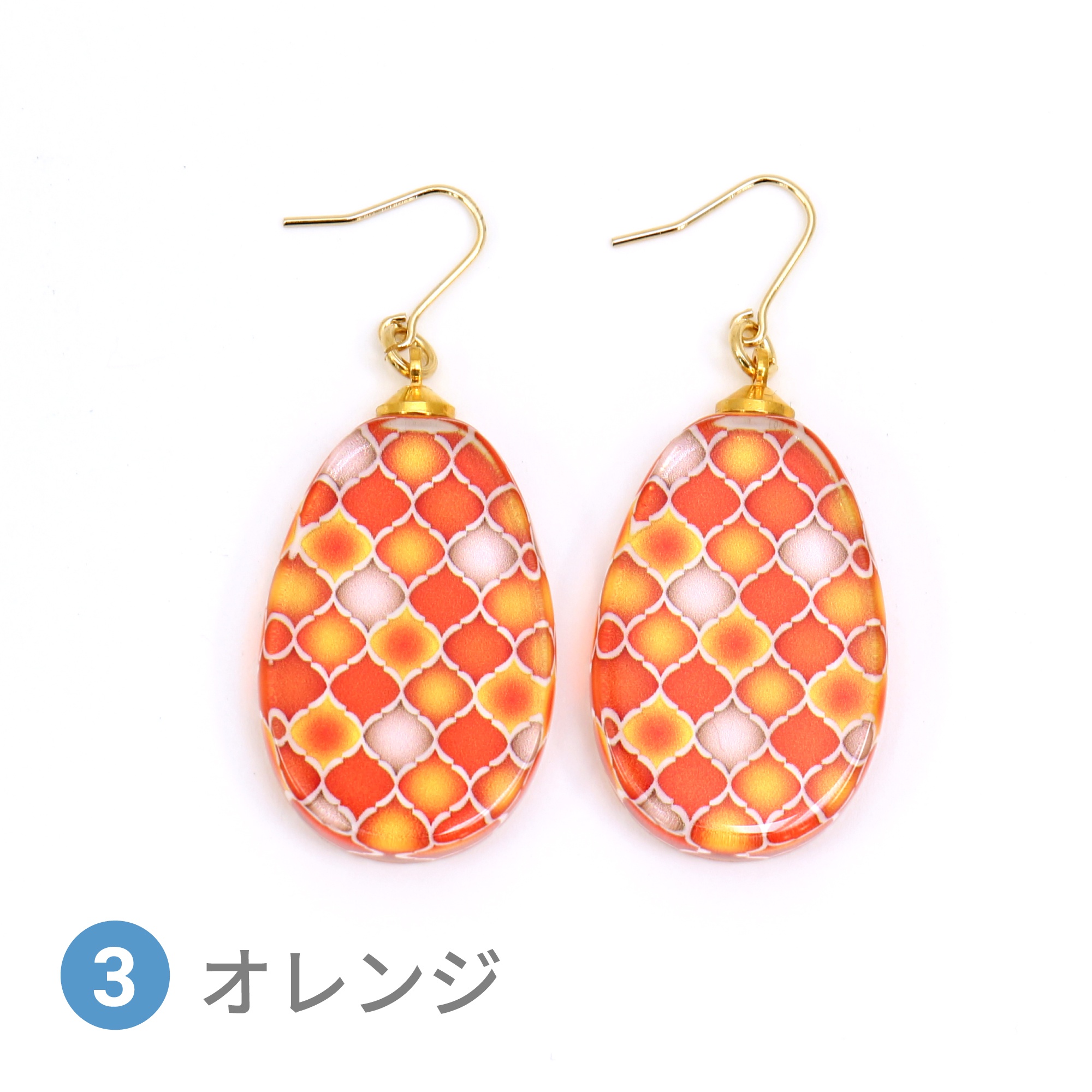 Glass accessories Pierced Earring MOROCCAN orange drop shape