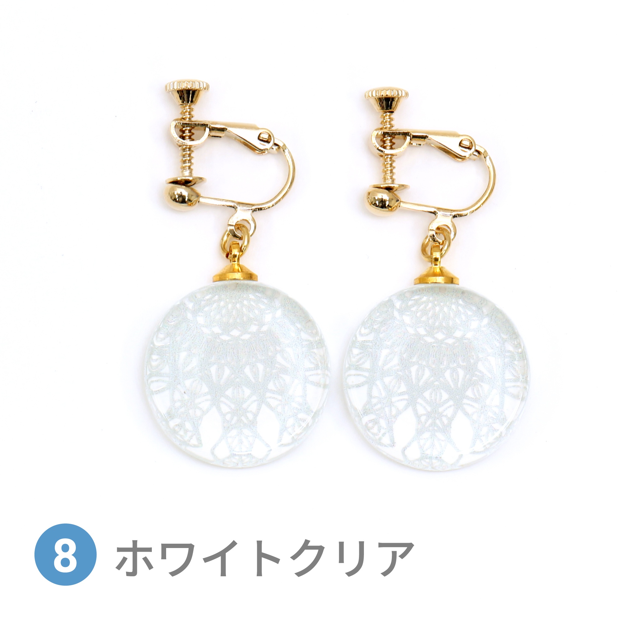 Glass accessories Earring LACE white clear round shape
