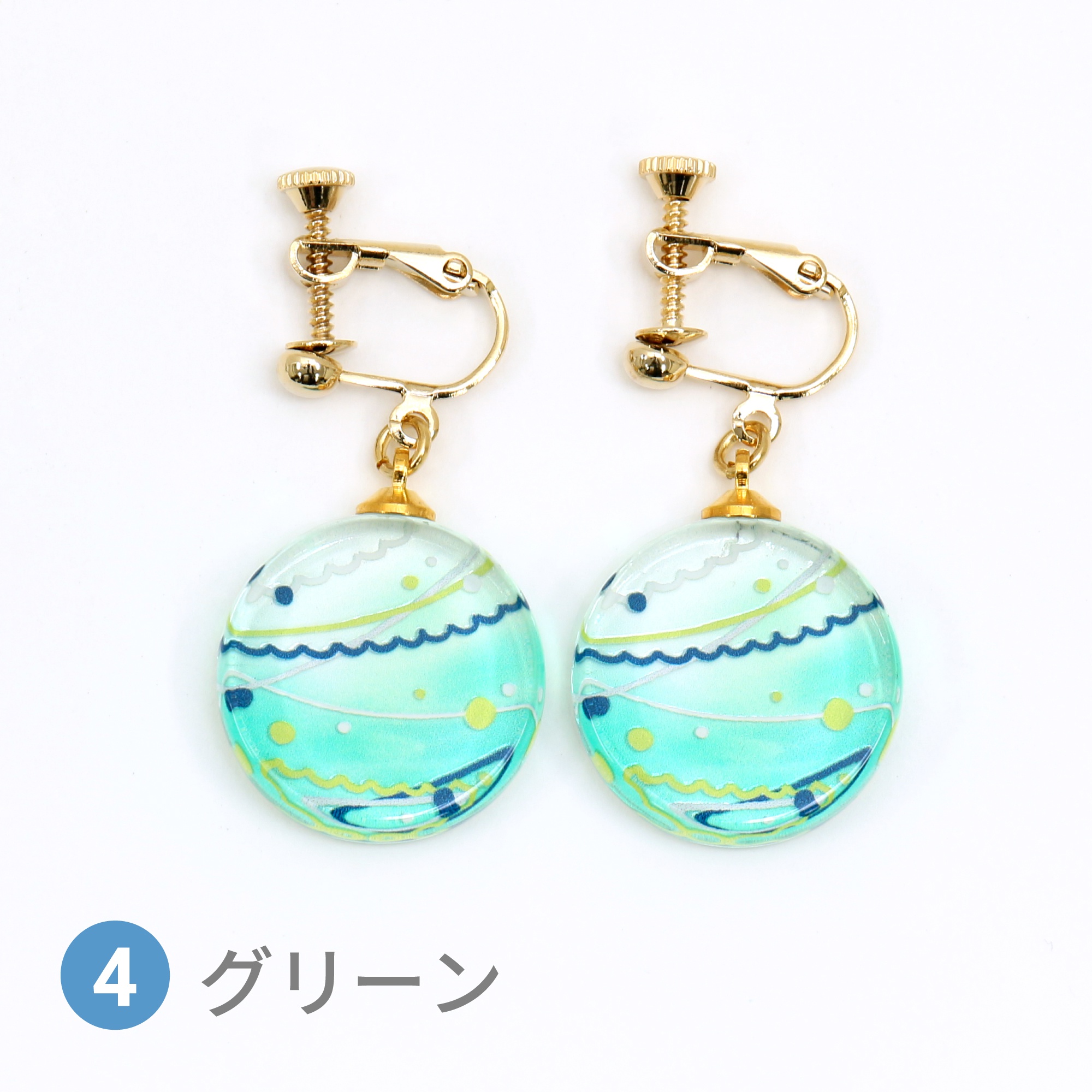 Glass accessories Earring WATER BALLOON green round shape
