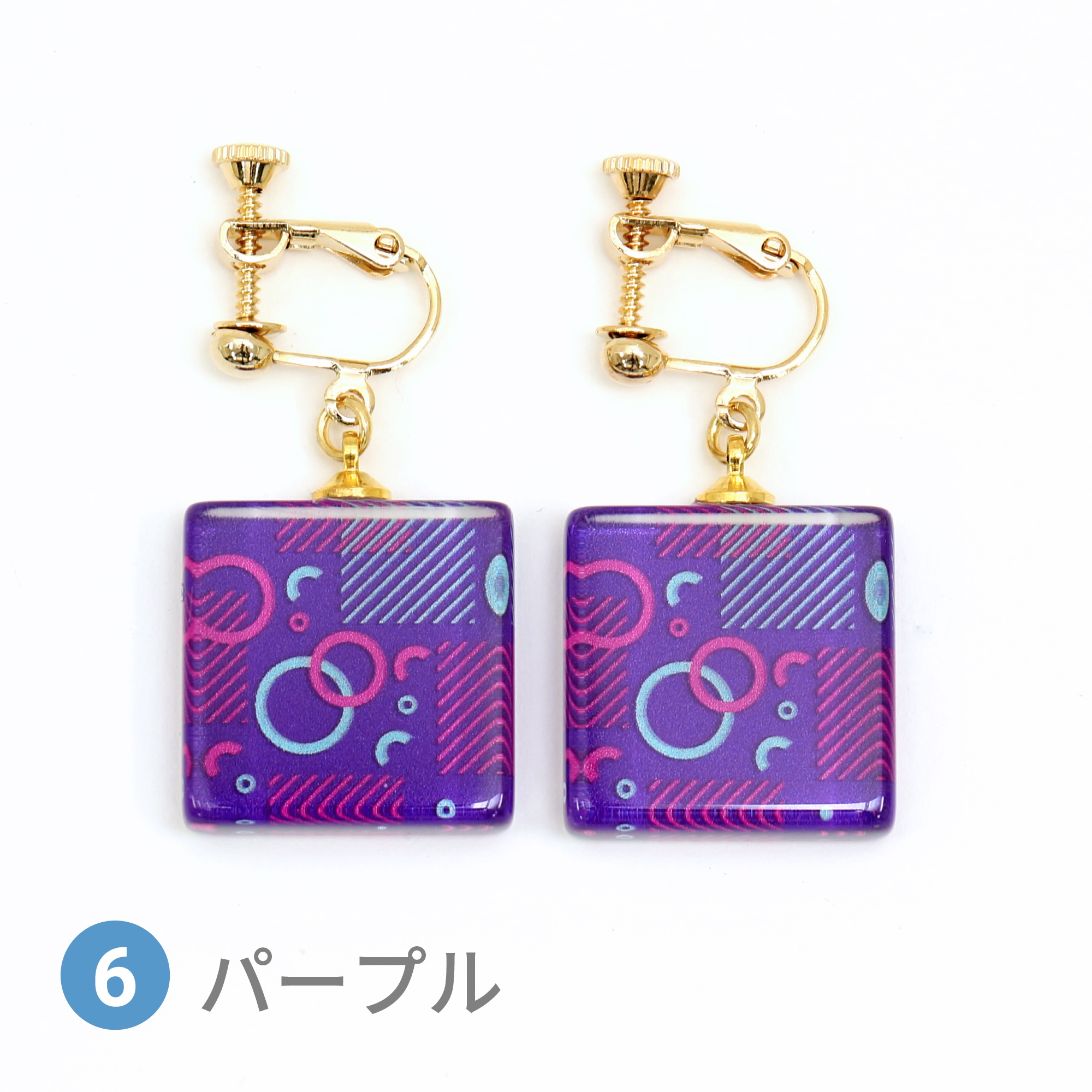 Glass accessories Earring GEOMETRIC purple square shape