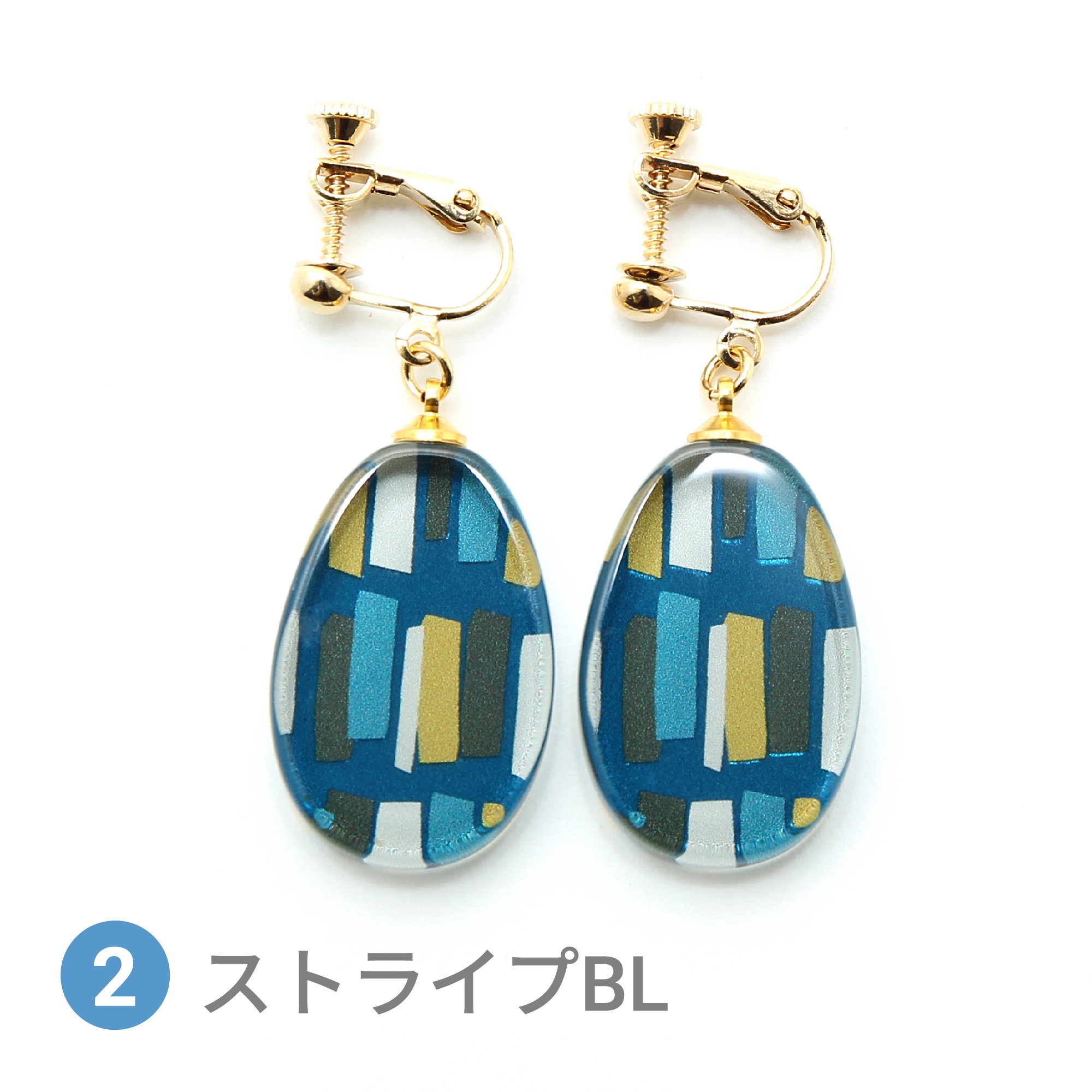 Glass accessories Earring SCANDINAVIAN stripe blue drop shape
