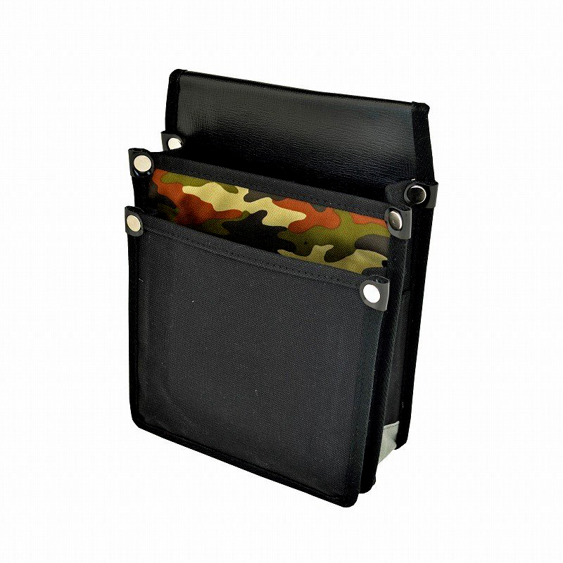 MARUKIN-JIRUSHI Canvas waist bag with inside pocket YK-17 Black Brown camouflage pattern