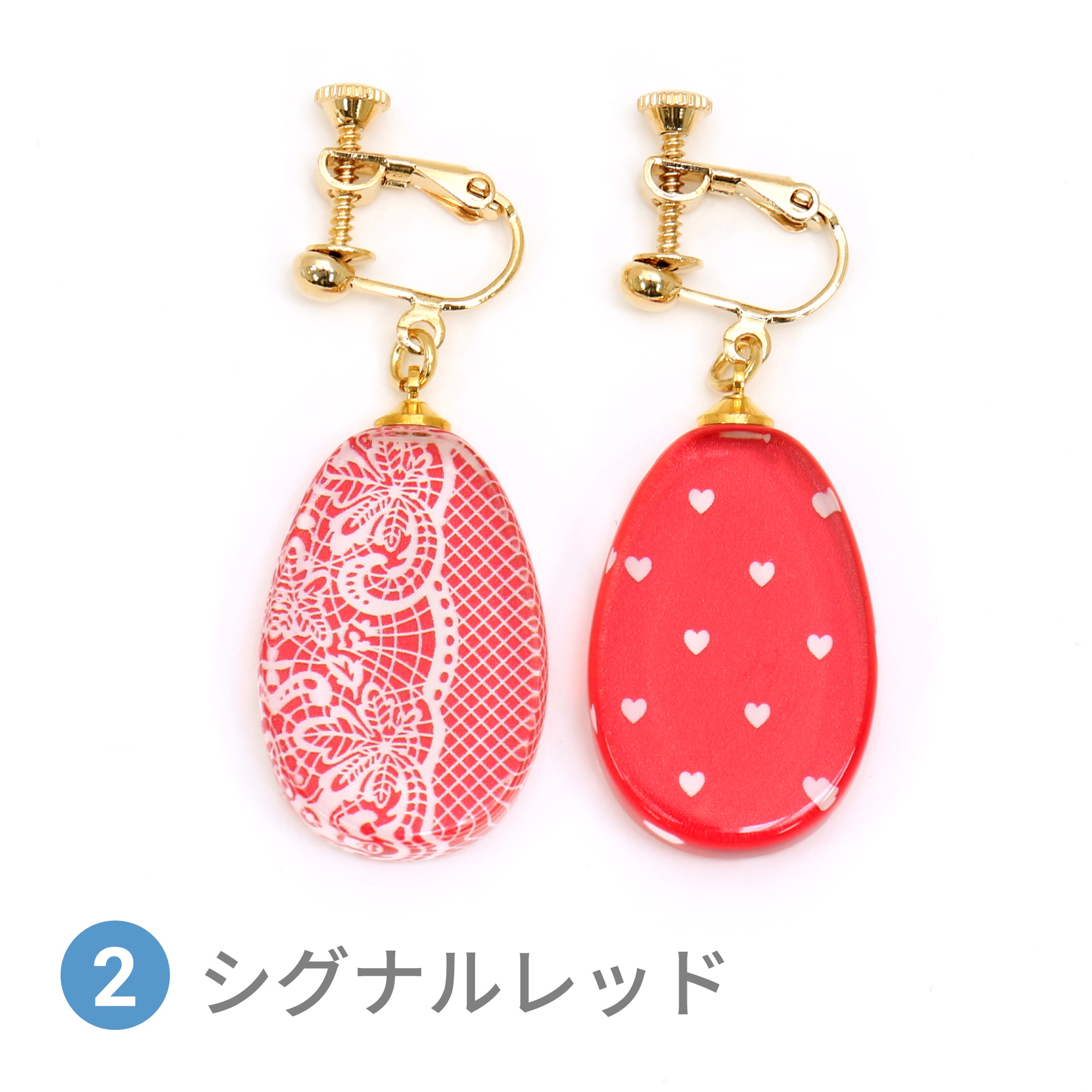 Glass accessories Earring LACE&HEART signal red drop shape