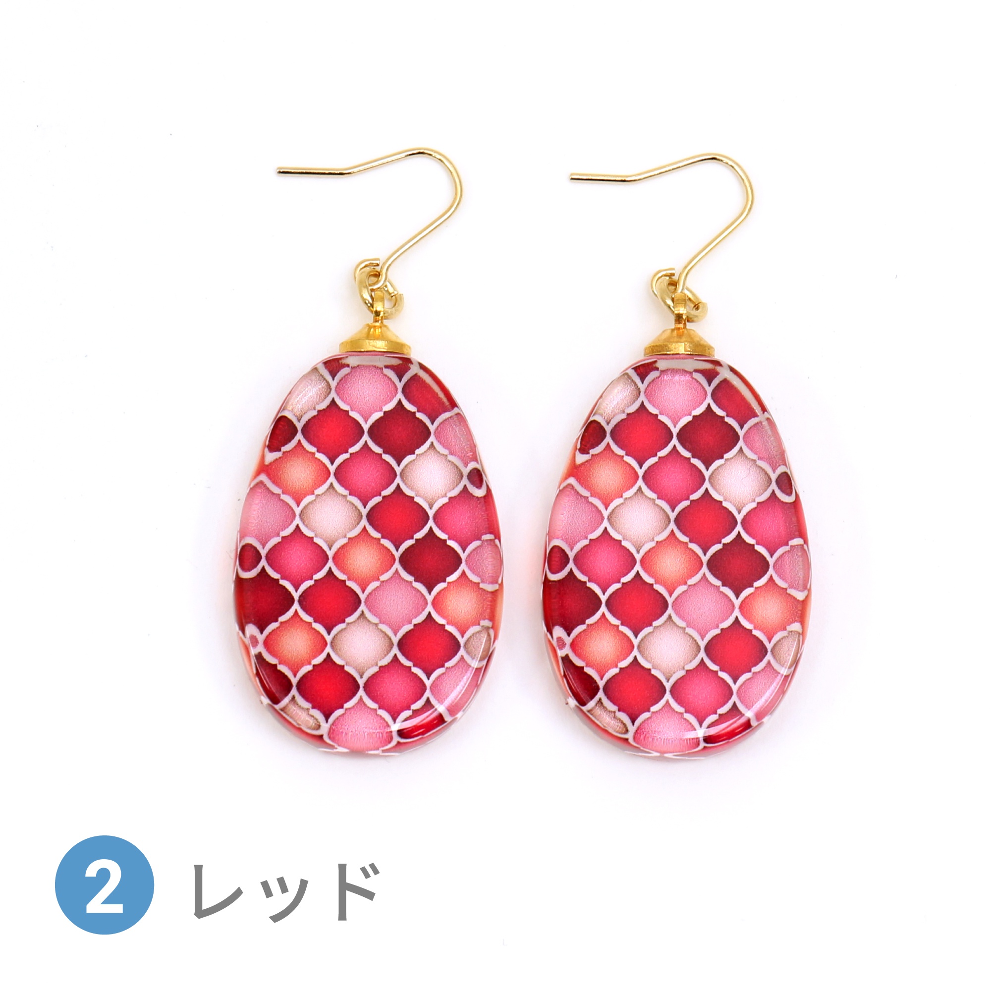 Glass accessories Pierced Earring MOROCCAN red drop shape
