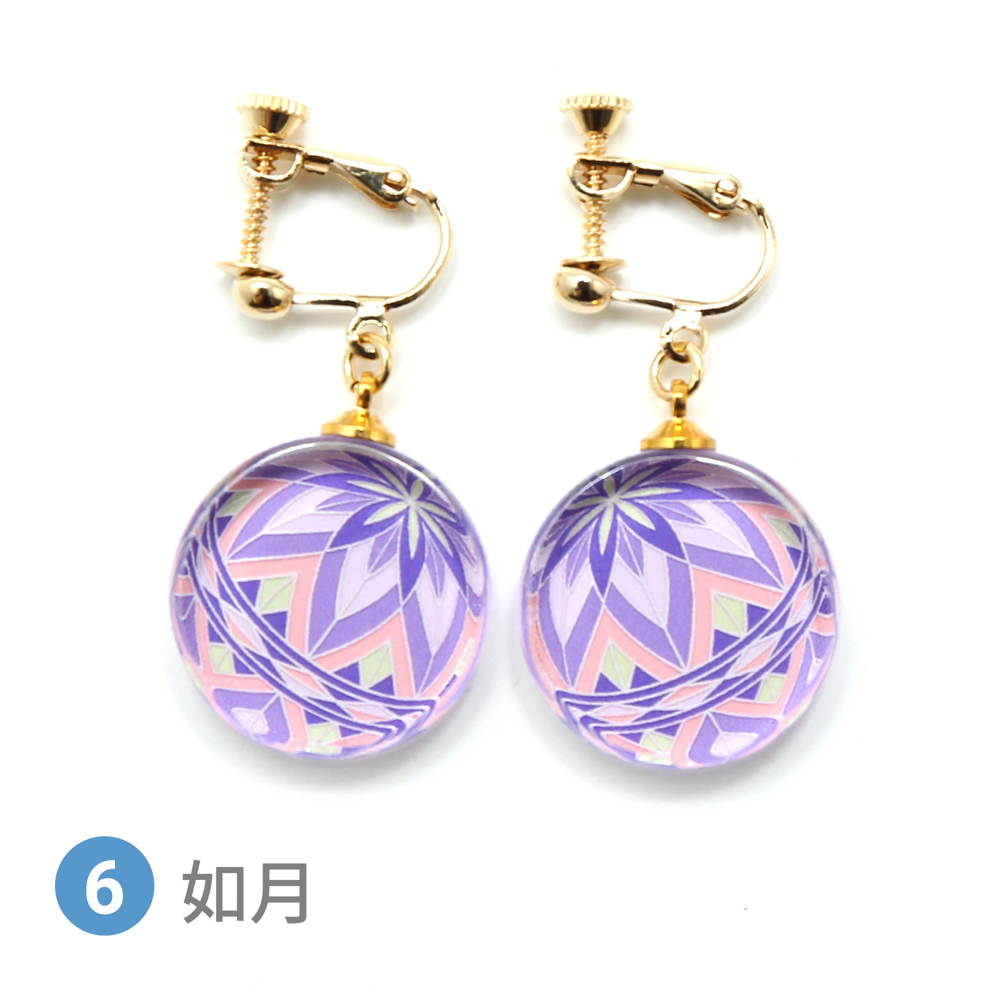 Glass accessories Earring TEMARI-aw- February round shape