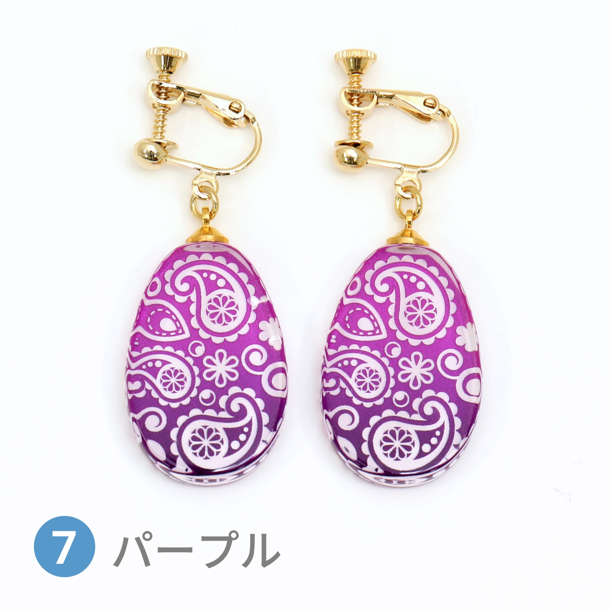 Glass accessories Earring PAISLEY purple drop shape