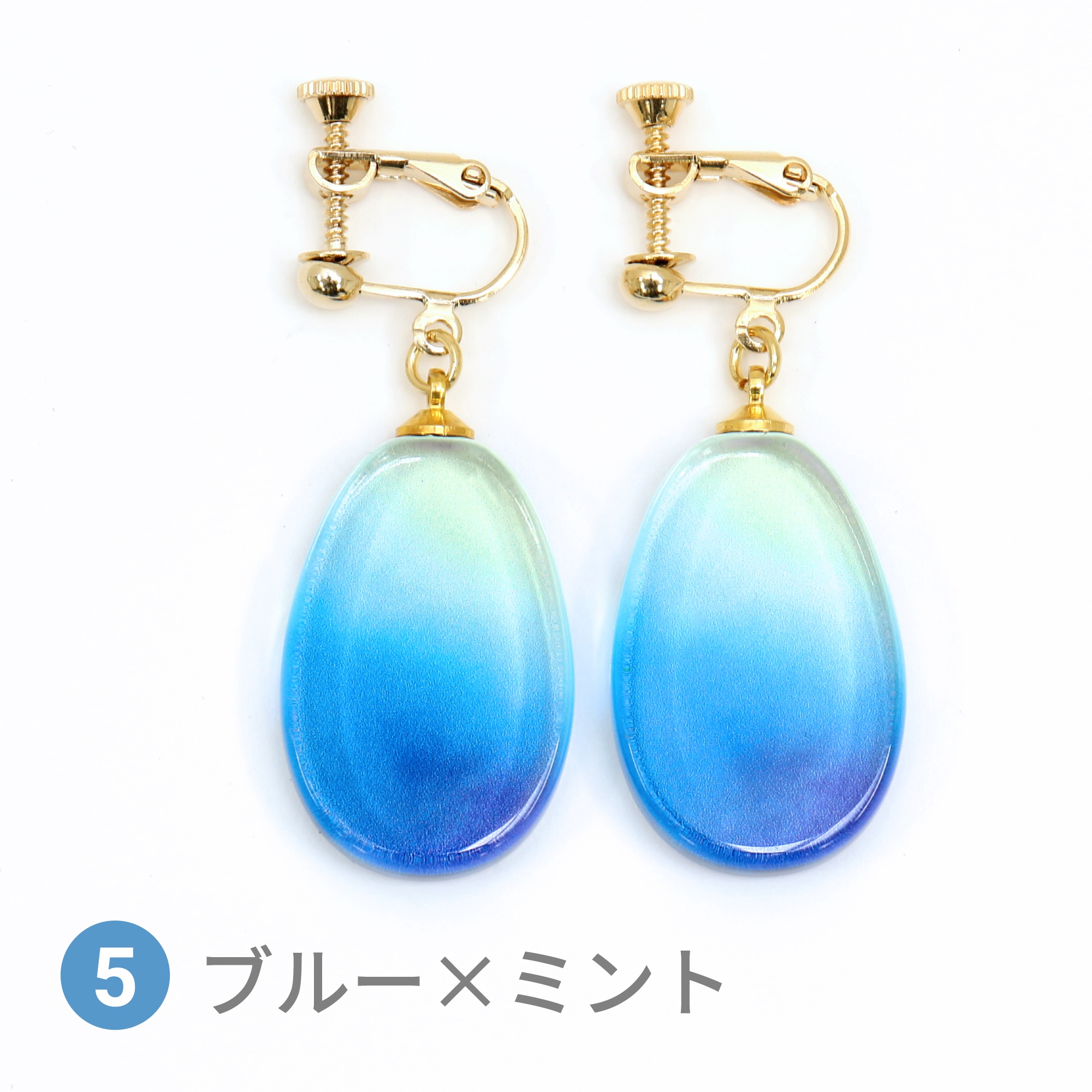 Glass accessories Earring AURORA blue&mint drop shape
